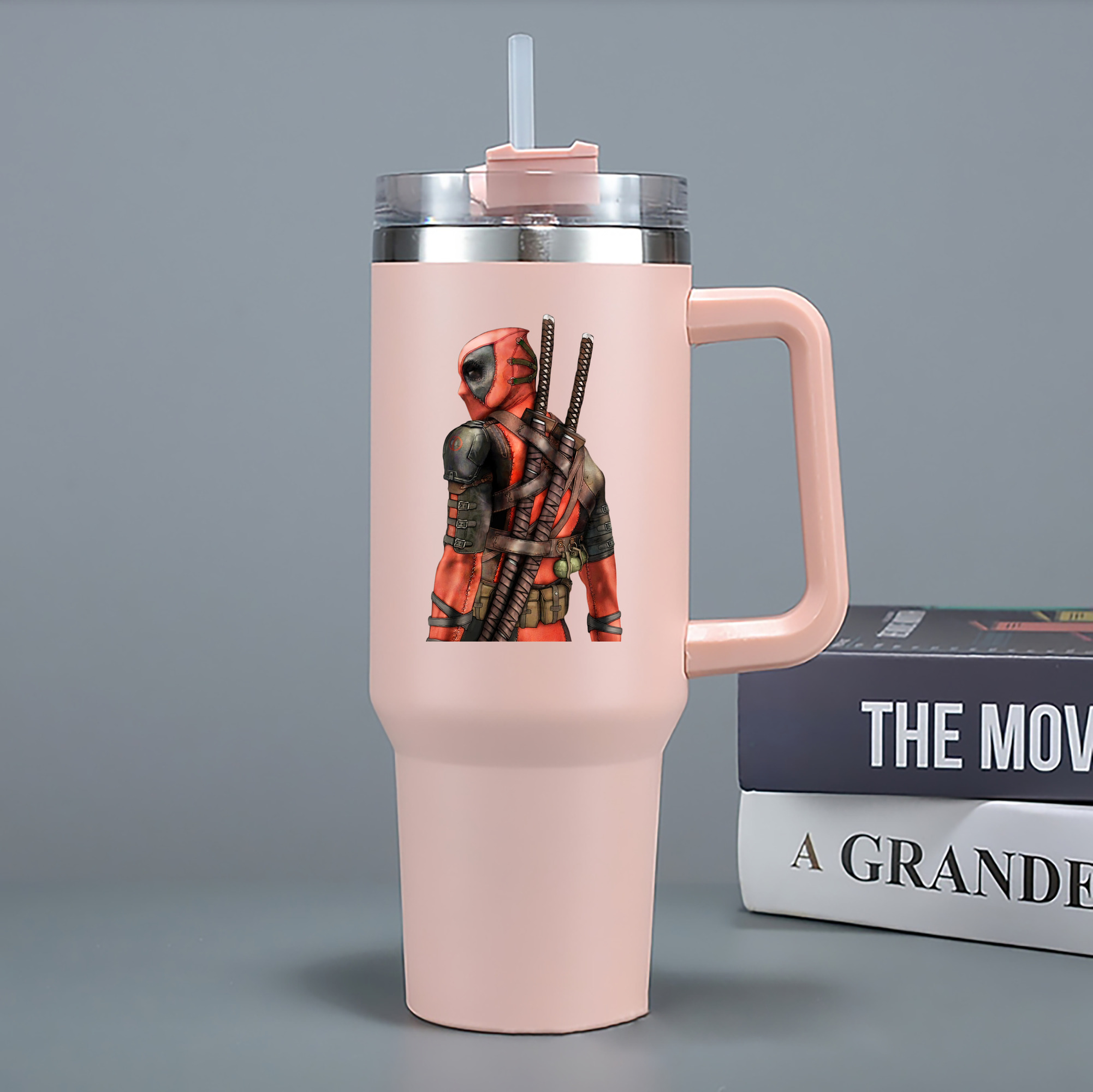 （画像用） Deadpool デッドプール 1200mL車用タンブラー - クリスタルステッカー（プラスチックストロー付き）
